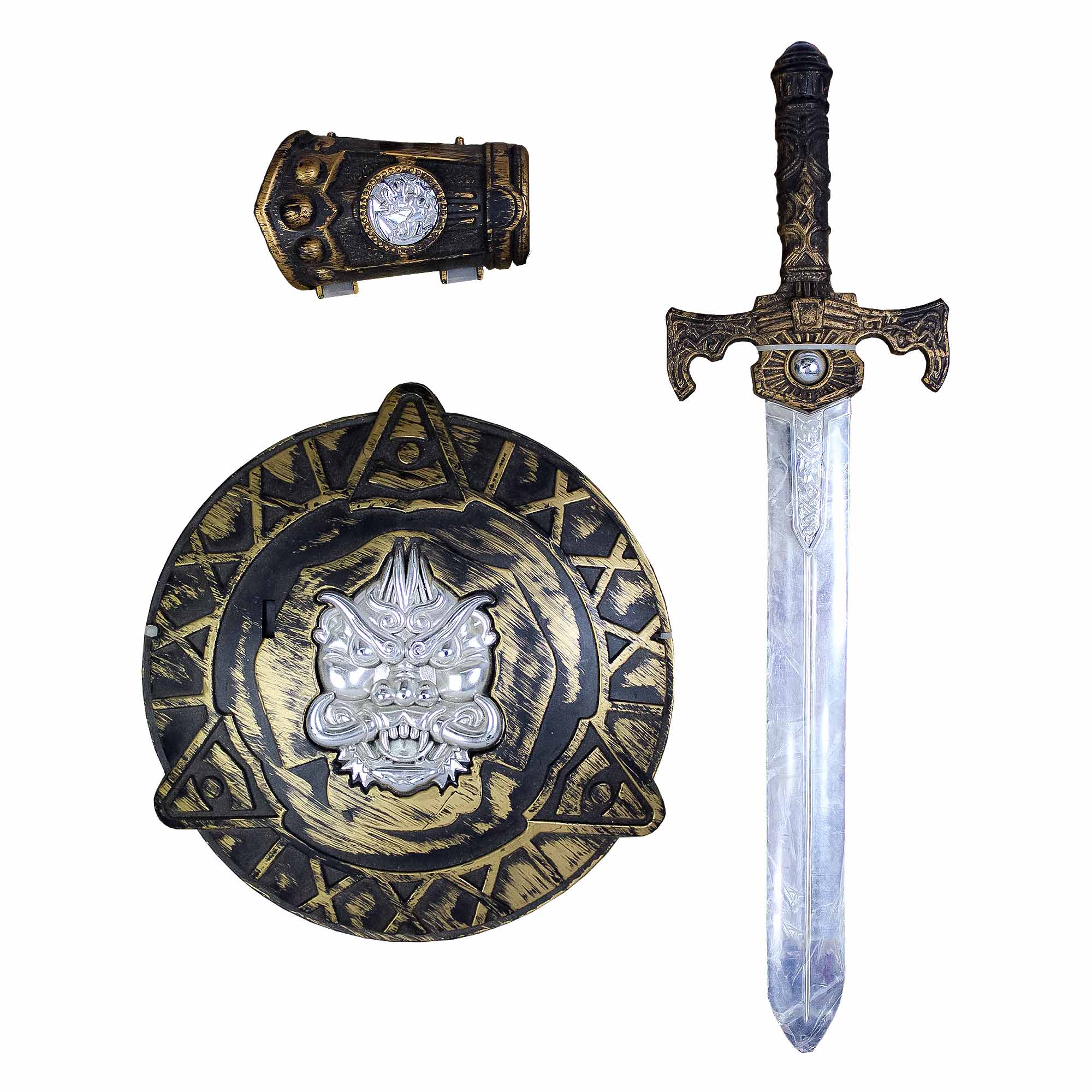 Kit Gladiador Fantasia Infantil Espada Escudo e Bracelete