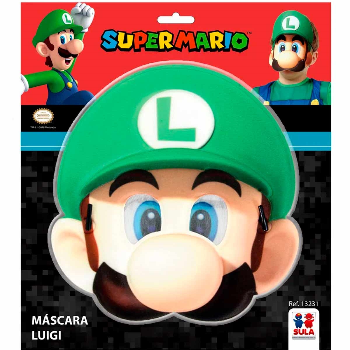 Máscara Super Mário Infantil Soft Luigi