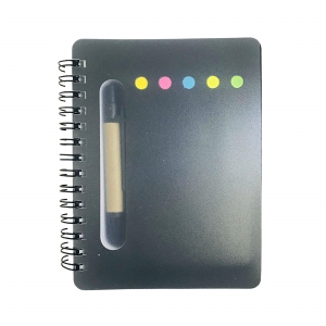 Caderneta de notas capa transparente com caneta 10x14 cm