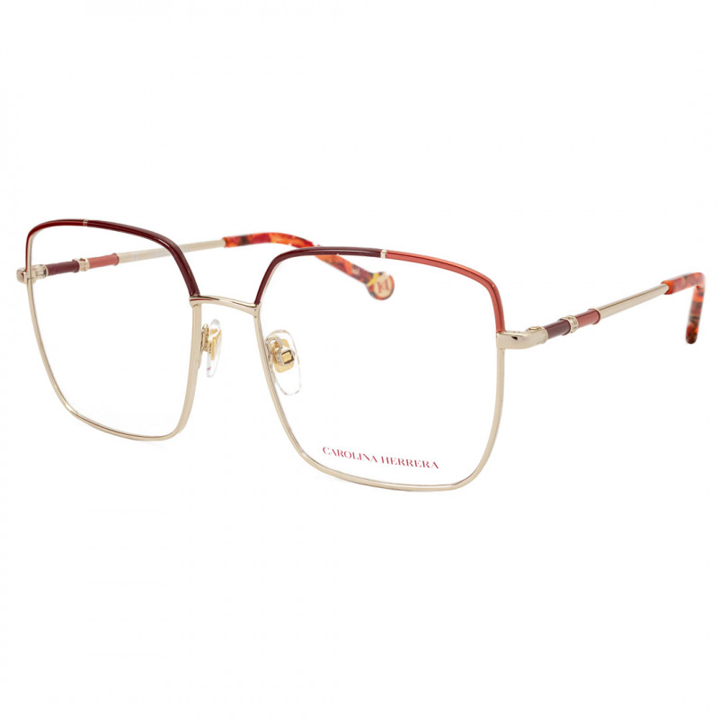 Óculos De Grau Quadrado Carolina Herrera Vhe178 Marsala / Dourado