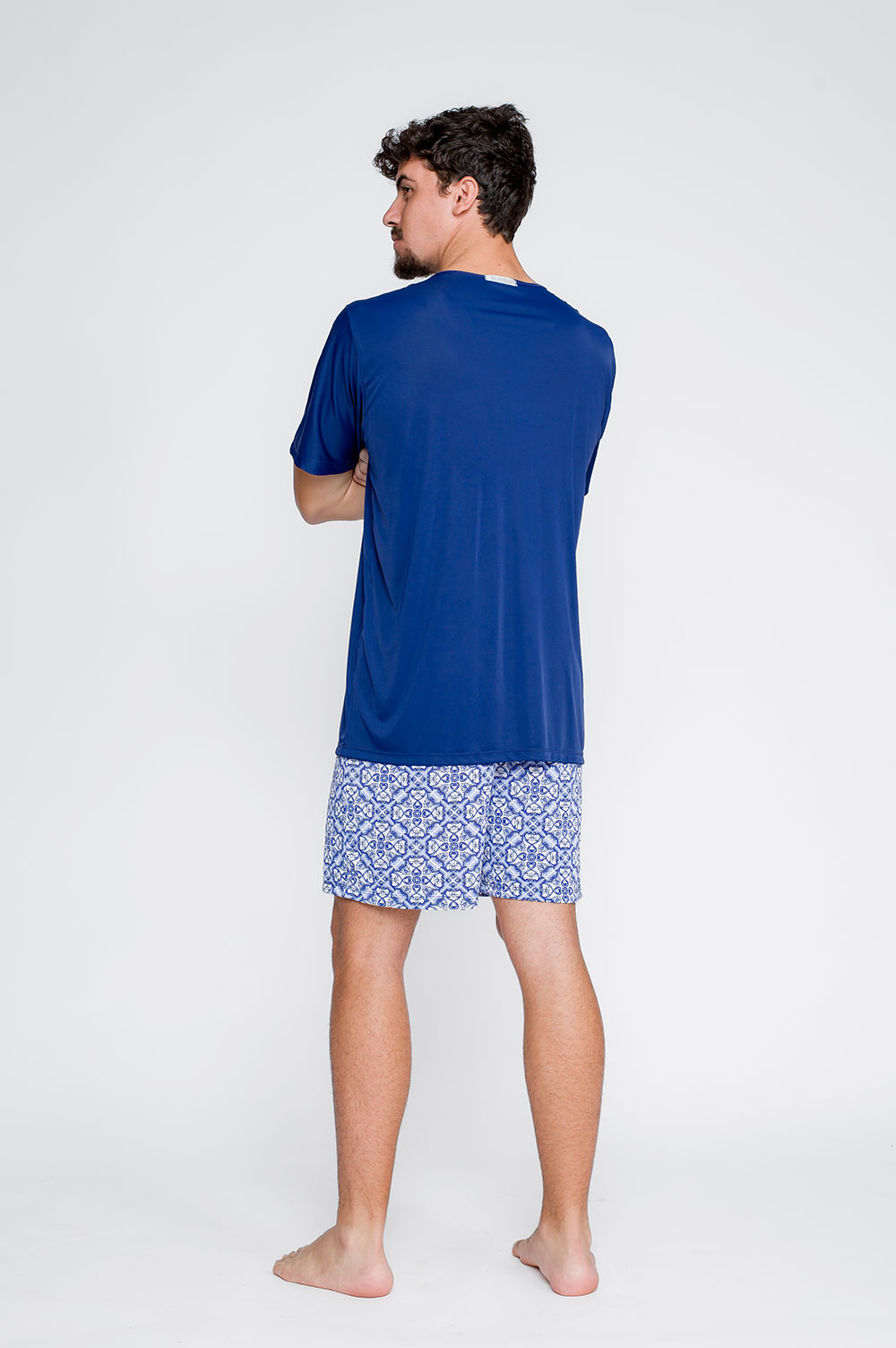 Pijama Masculino Curto Estampa Exclusiva Azulejo Microfibra