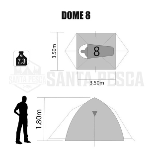 Barraca Camping Dome 8 Pessoas com Coluna D'Água 1800mm Nautika - NTK