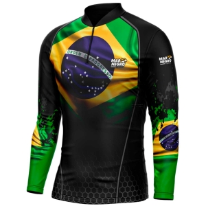 Camisa Premium de Pesca Infantil com Proteção Solar Brasil 1 - Mar Negro