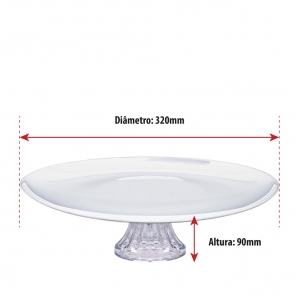Prato de Vidro Branco para Bolos com Pé Opaline White Ruvolo Ref.8010101