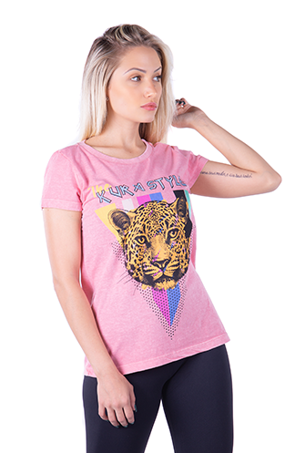 Camiseta Feminina Jaguar Rosa - Foto 0