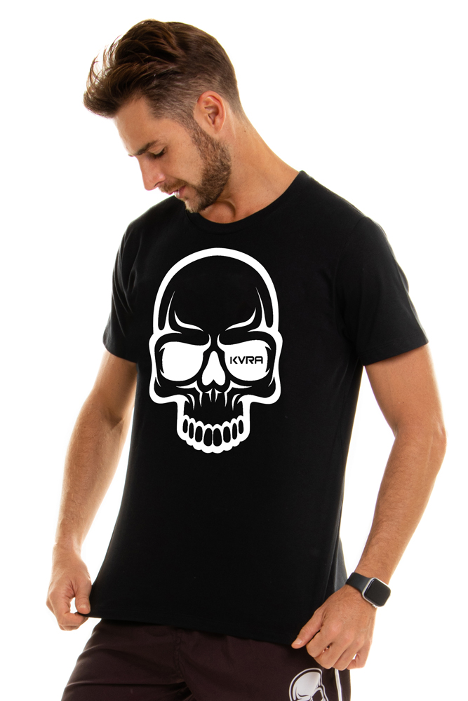 Camiseta Masculina KVRA Skull Contrast Preto - Foto 1