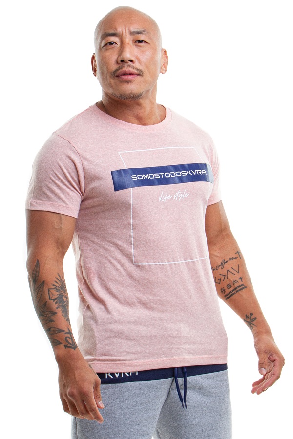 Camiseta Masculina KVRA Square Basic Rosa - Foto 1