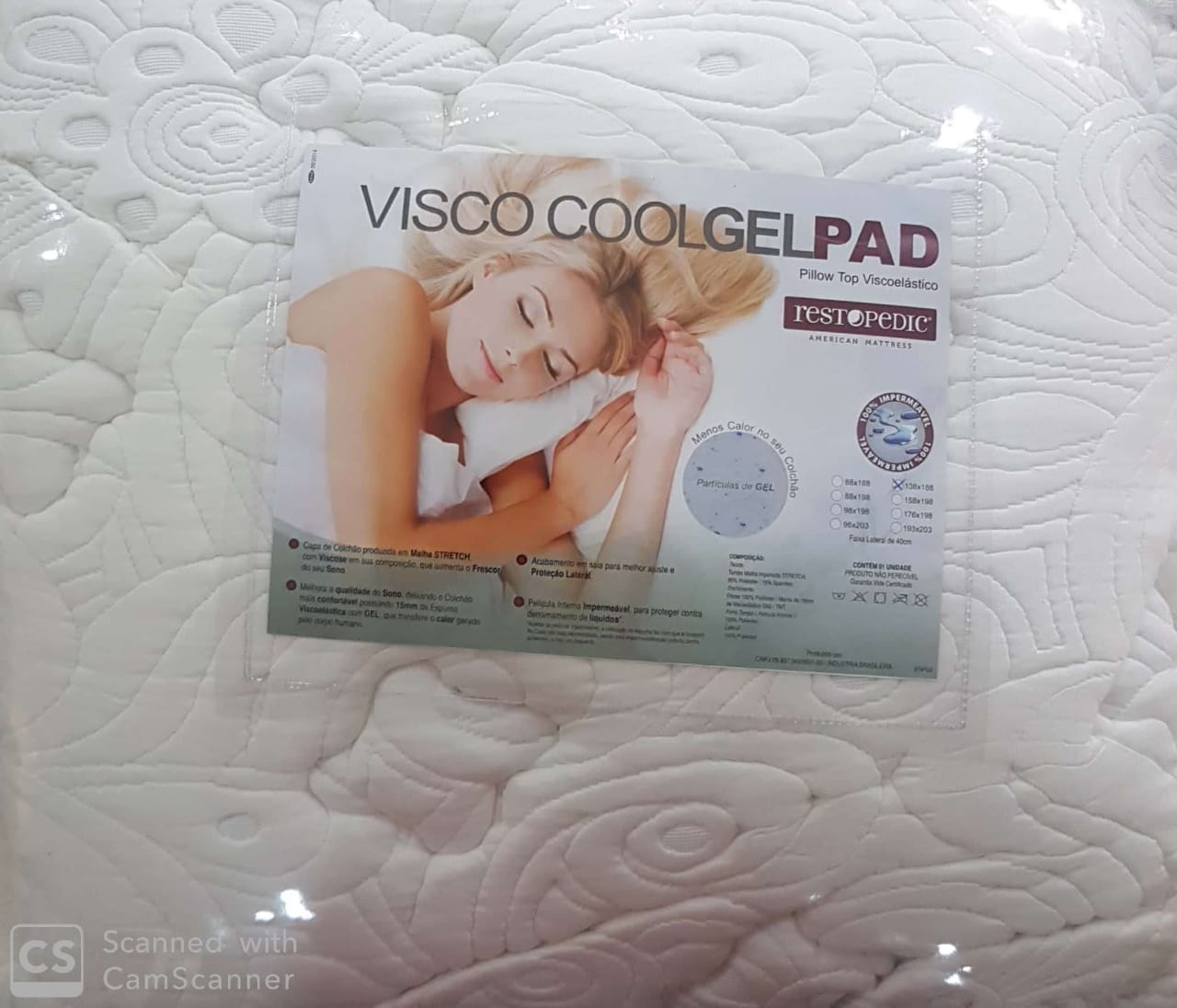 Pillow Top Restonic Visco Coolgelpad Casal 1,38x1,88x4 cm