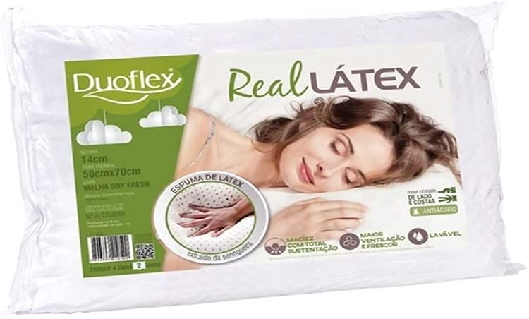 Travesseiro de Látex Duoflex Capa 100% algodão Dry Fresh