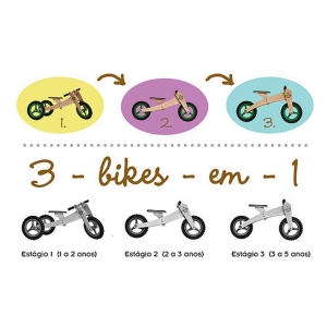 Bicicleta de Madeira Woodbike - 3 Estágios - Woodline - Azul - Camará