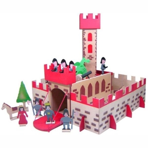 Castelo Medieval com Acessórios - Madeira - Multicolorido- 100% Artesanal