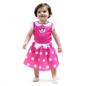 Fantasia Vestido Minnie Bebe Rosa - Tamanho P (12 meses) - 922013- Sulamericana