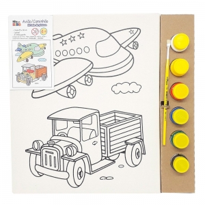 Kit Pintura Tela 25x30 cm - Avião/Caminhão - Kits for Kids