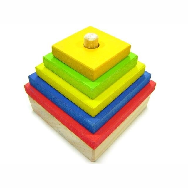 Formas Geométricas - Torre Quadrada - Madeira - Multicolorido