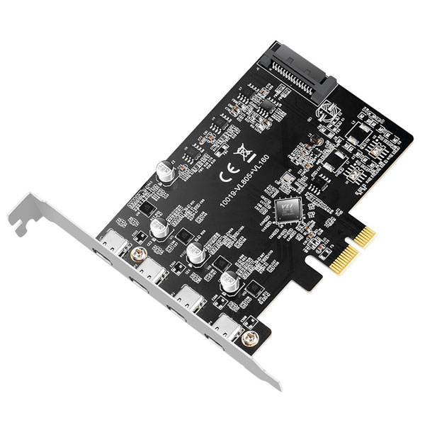 PLACA ADAPTADORA EXPANSORA PCI-E USB C TIPO C COM 4 PORTAS