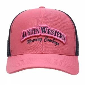 Boné Austin Western Snapback em Tela Rosa e Azul Escuro - Foto 1