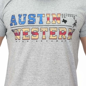 Camiseta Austin Western Cinza Masculina Aurhentic Outdoor CO - Foto 3