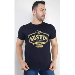 Camiseta Austin Western Masculina Preto Estampa Dourada