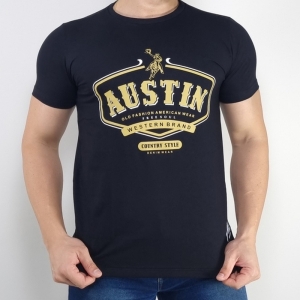 Camiseta Austin Western Masculina Preto Estampa Dourada - Foto 4