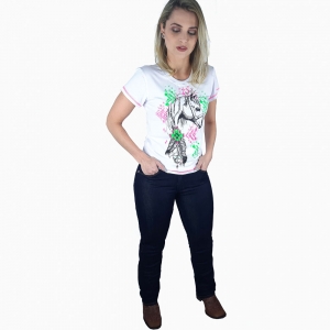 Camiseta Feminina Miss Country com Estampa de Cavalo e Strass - Foto 3