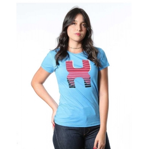 Camiseta TXC Feminina Manga Curta Azul Logo TXC Vermelho - Foto 1