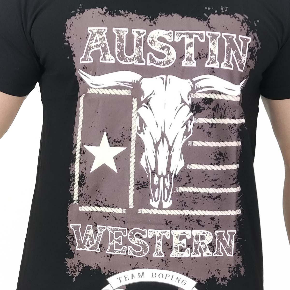 Camiseta Austin Western Masculina Preta Estampa Marrom - Foto 2