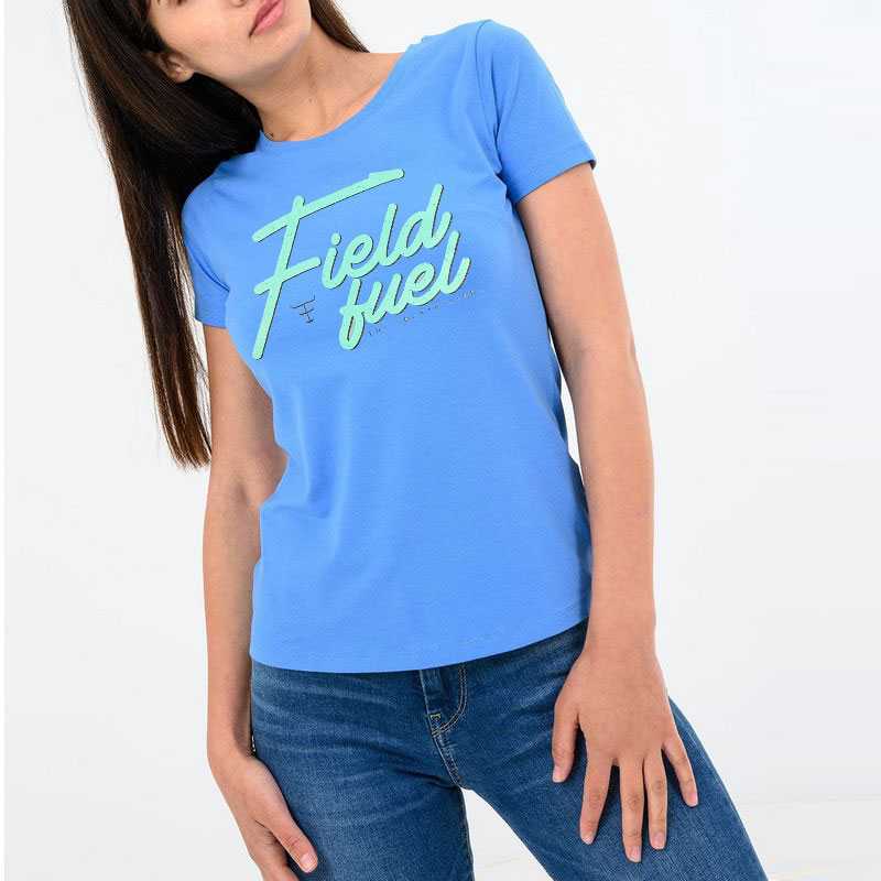 Camiseta Feminina Texas Farm Azul Clássico Estampada - Foto 0