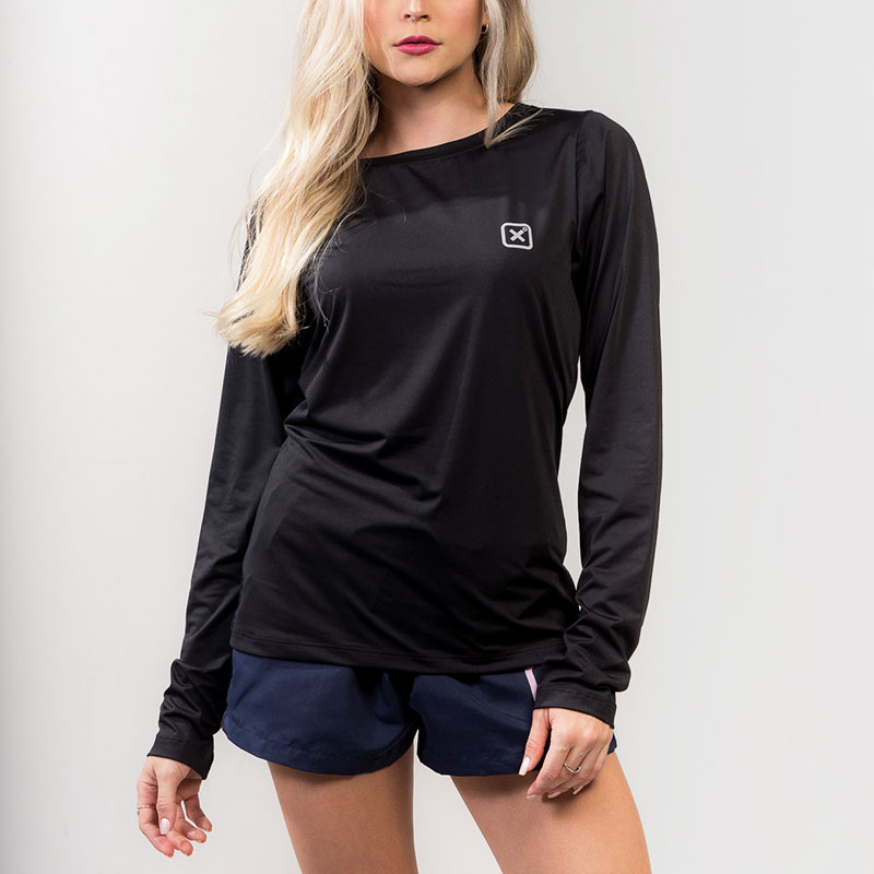 Camiseta Feminina TXC Brand X-Swet Preto Longa Logo Sutil - Foto 0