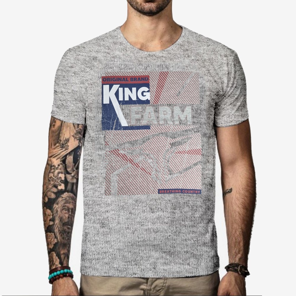 Camiseta King Farm Masculina Cinza Estampada - Foto 0