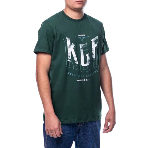 Camiseta King Farm Verde Masculina Estampa Branco - Foto 0