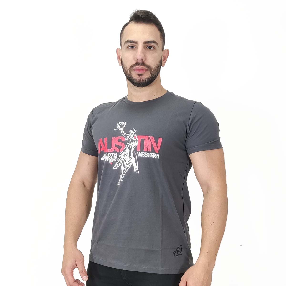 Camiseta Masculina Austin Western Chumbo North Carolina - Foto 3
