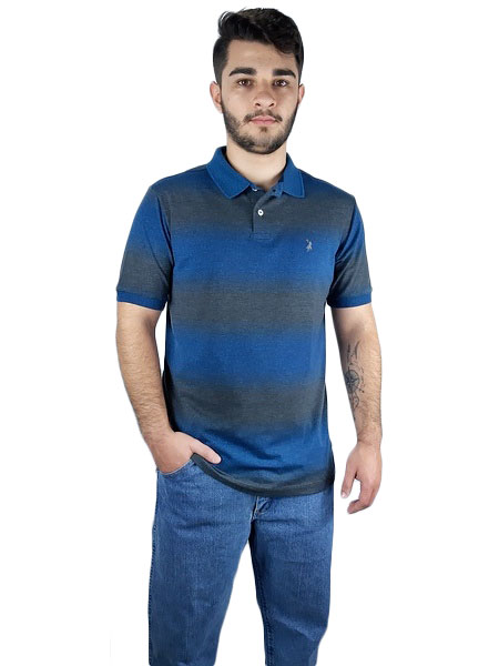 Camiseta Polo Austin Western Original Shirts Azul Cinza - Foto 1