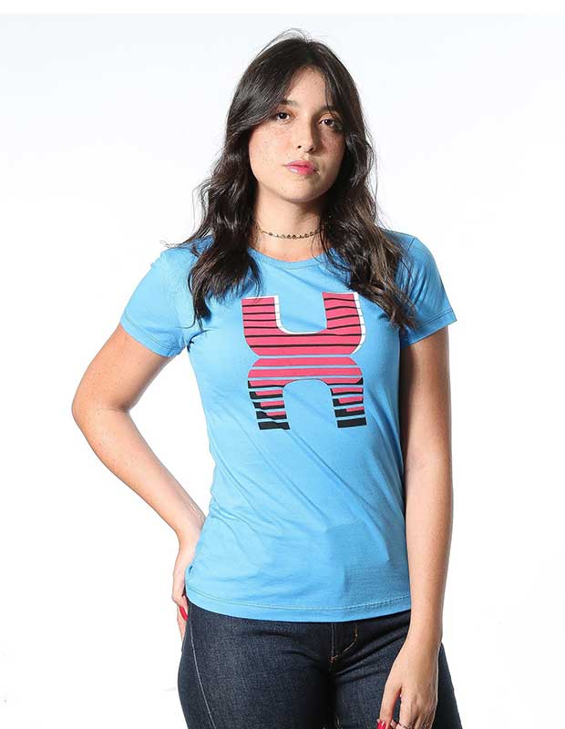 Camiseta TXC Feminina Manga Curta Azul Logo TXC Vermelho - Foto 1
