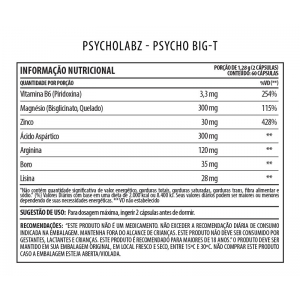 Pré Hormonal PsychoLabs Psycho Big-T 60 Cápsulas - Foto 1