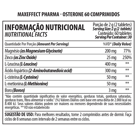 Combo Osterone MaxEffect Pharma 60 tabletes - Leve 3 Pague 2 - Foto 1