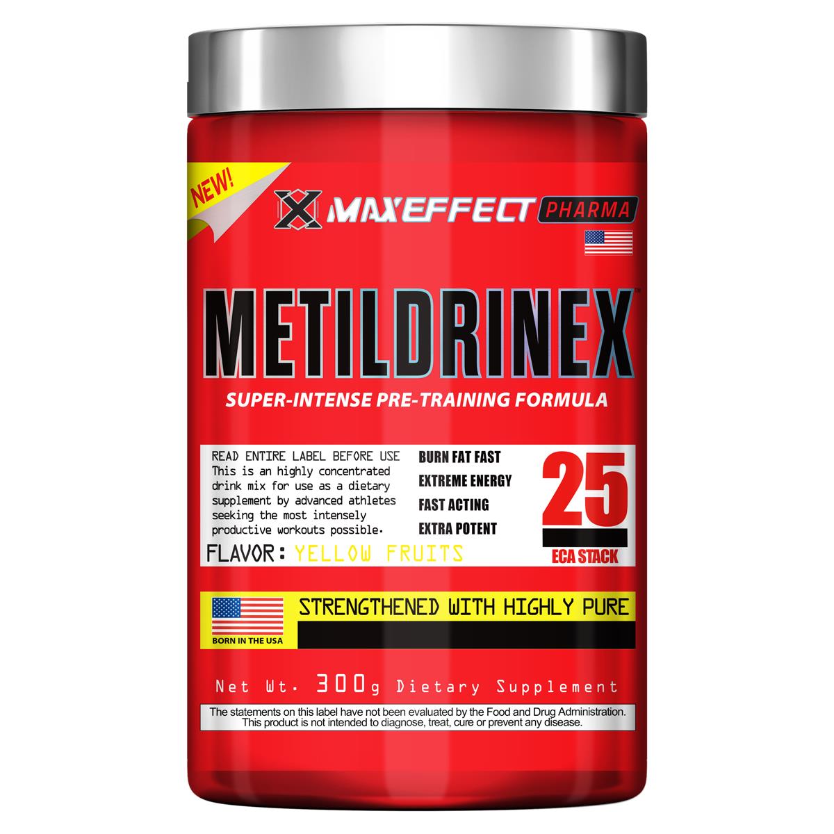 Metildrinex Pré-Treino MaxEffect Pharma Frutas Amarelas 300g - Foto 0