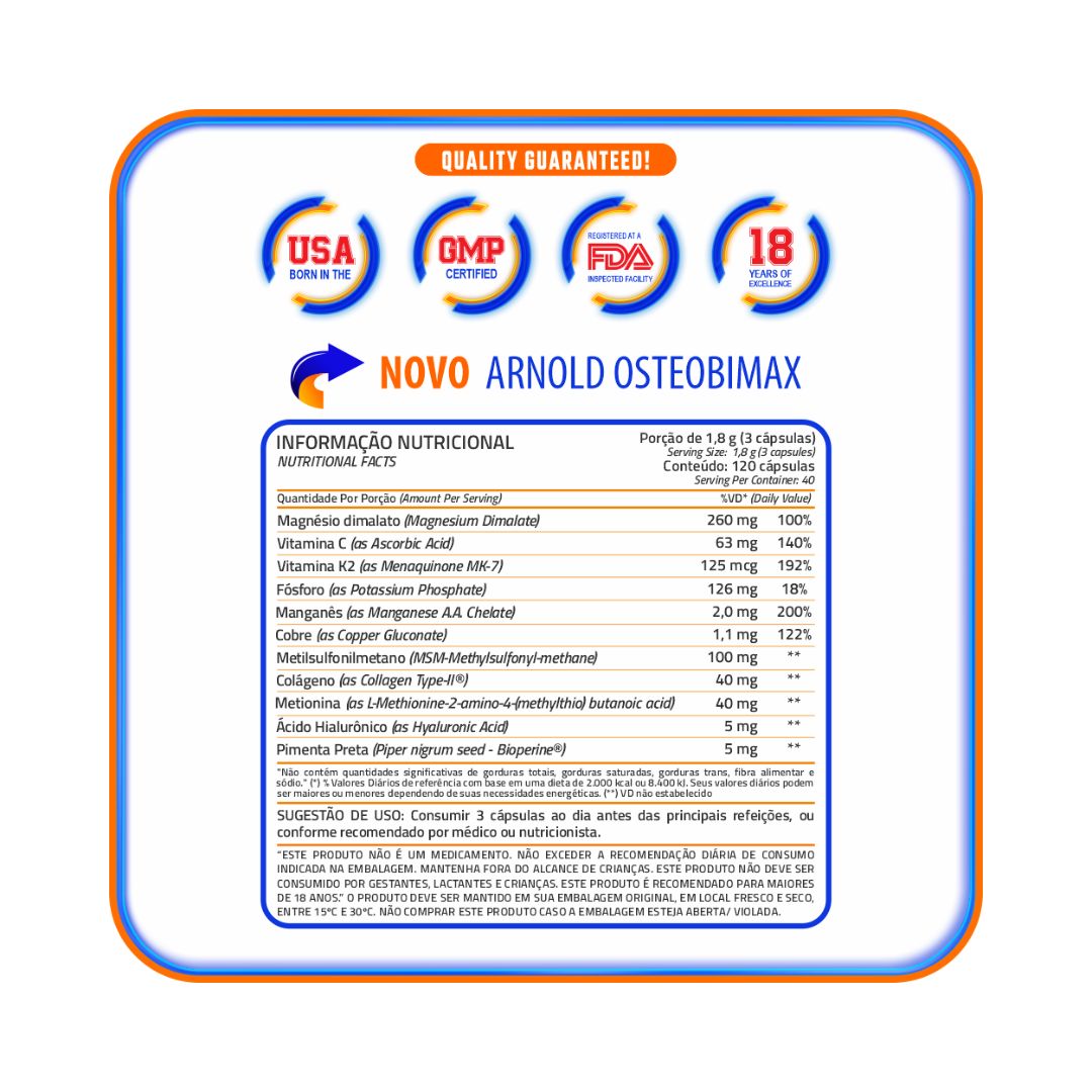 OsteoBimax Colágeno e Glucosamina Arnold Nutrition 120 Caps - Foto 4