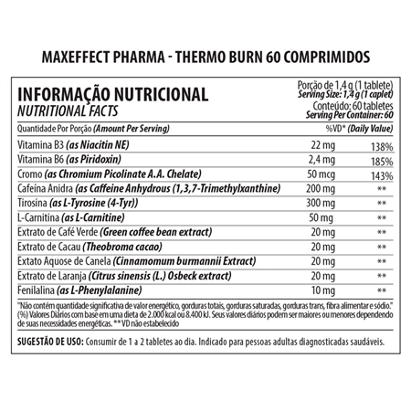 ThermoBurn Termogênico MaxEffect Pharma 60 tabletes - Foto 1