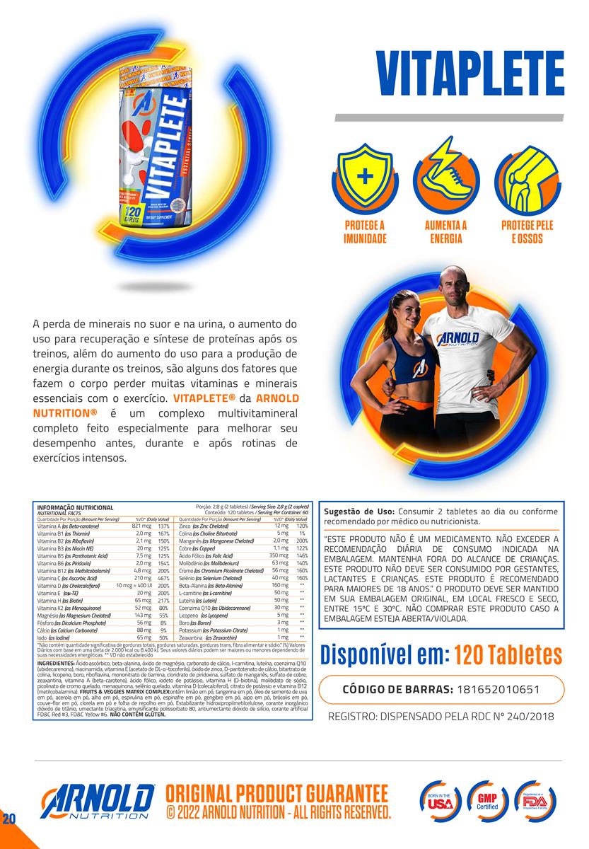 Vitaplete Multivitamínico Arnold Nutrition 120 Tabletes - Foto 3