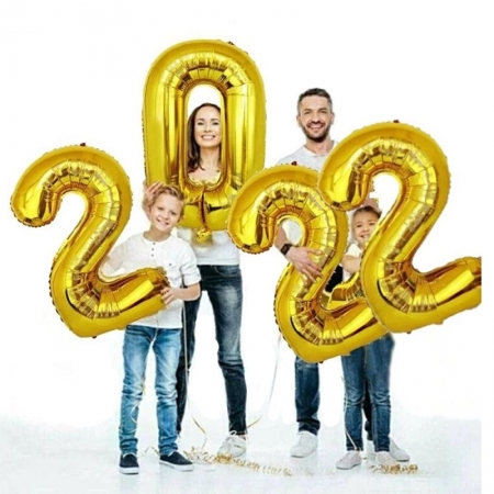 Balão Metalizado Número - Dourado com 72 cm