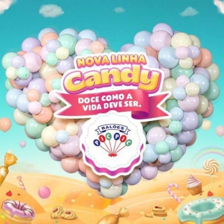 Balões Festa Candy Colors Tamanho 16" Pic Pic - 12 Unid