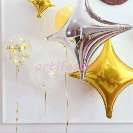 Balões Metalizados Estrela 4 Pontas - Ano Novo