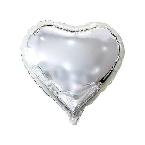 Balão Metalizado 12 cm Coração Prata