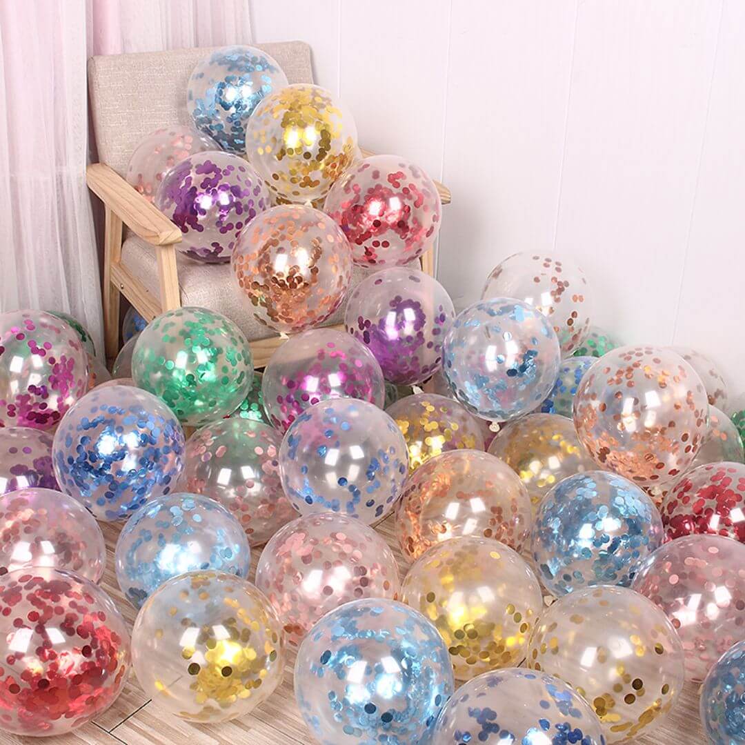 Balões com confetes 9" - 5 unidades