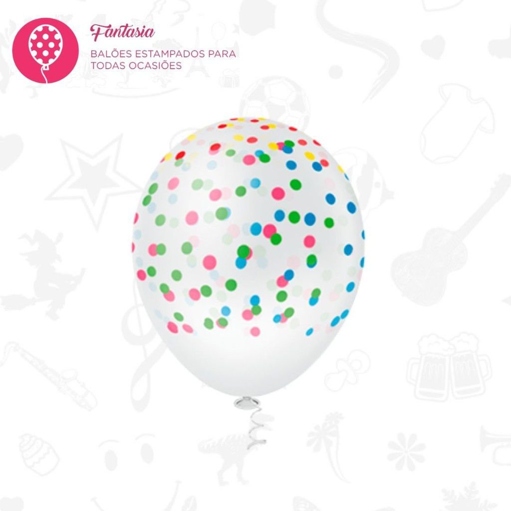Balões ESTAMPA DESENHO de Confete - Nº10 Pic Pic - 25 un