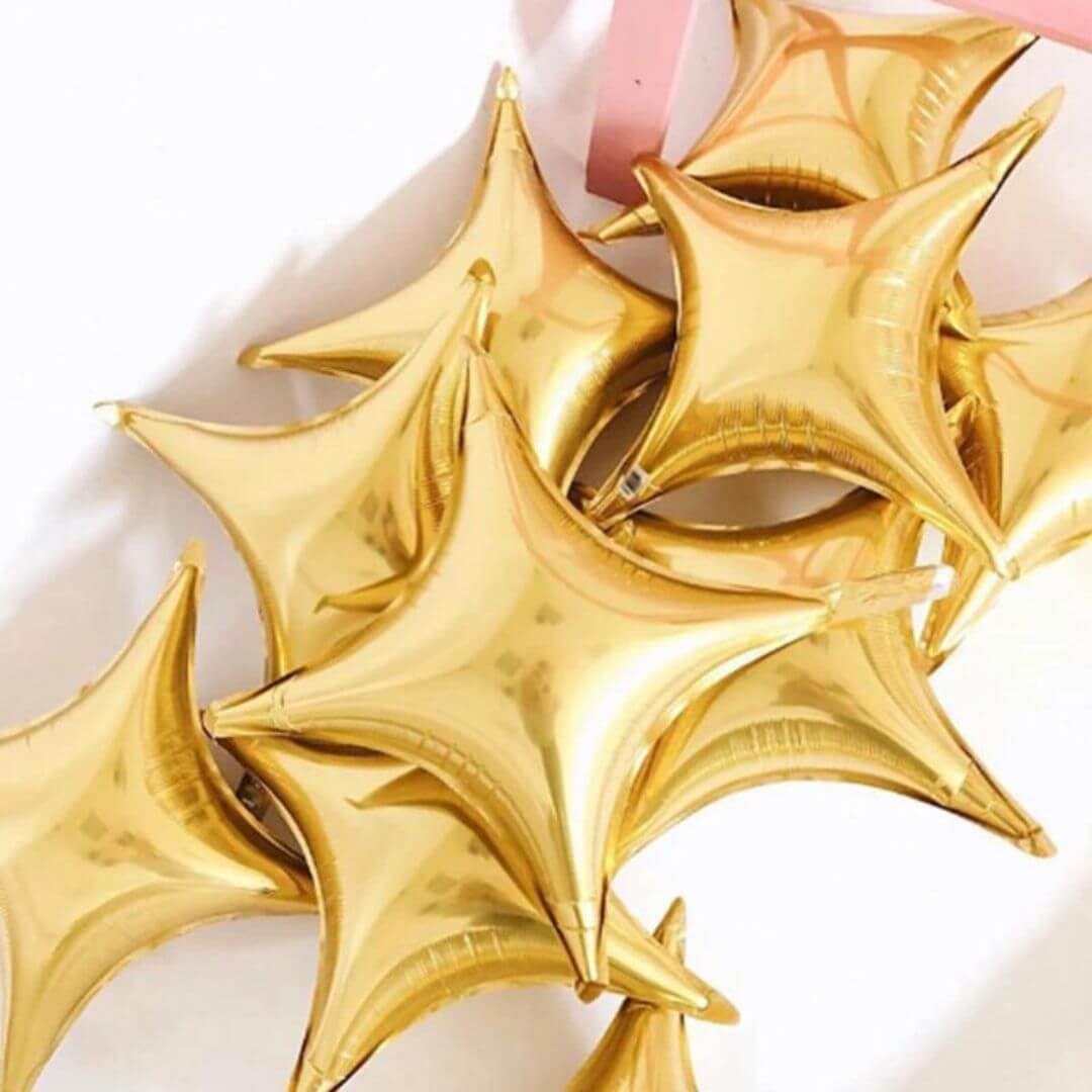 Balões Metalizados Estrela 4 Pontas - Ano Novo