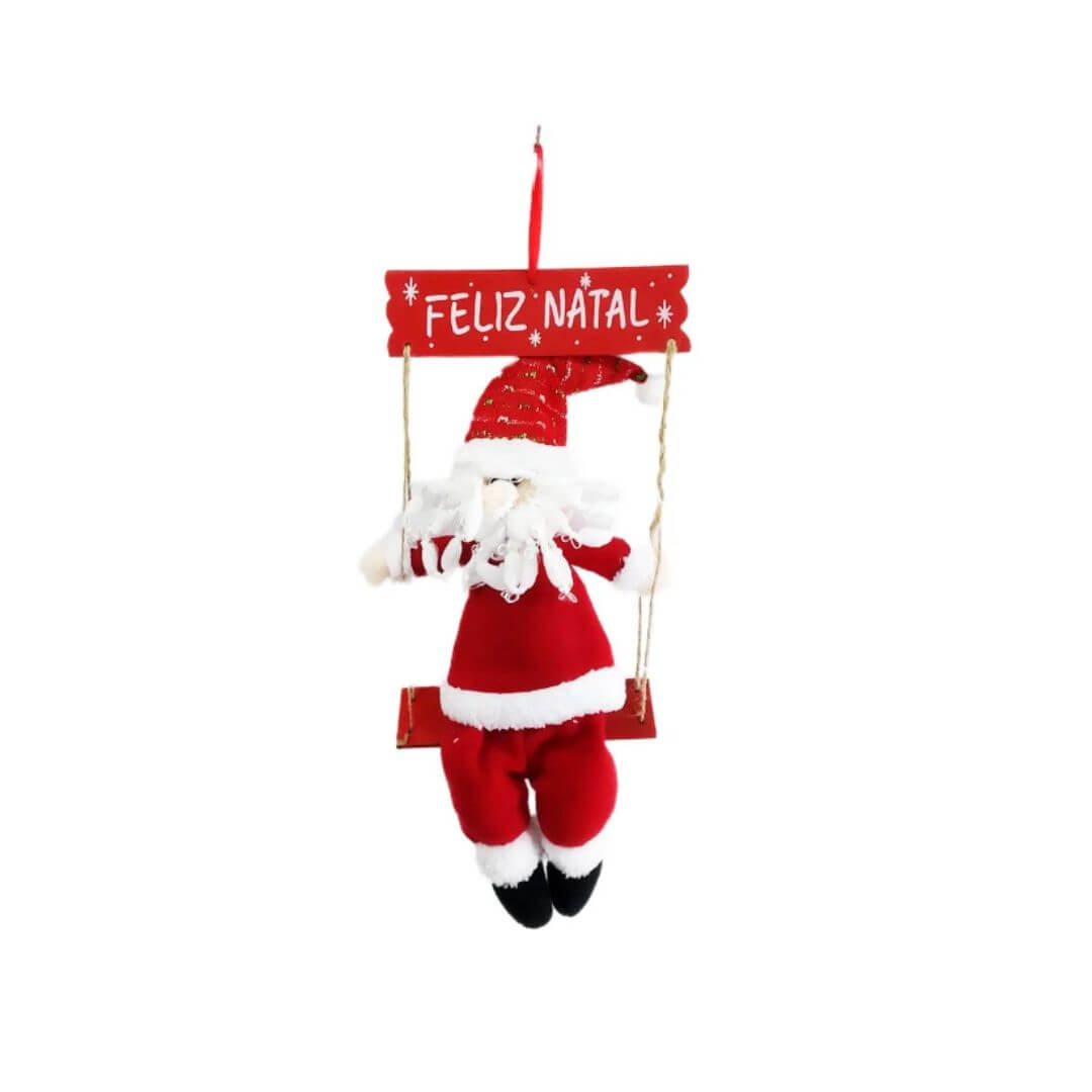 Placa Papai Noel Decorativo Natal 32cm em Poliéster e MDF