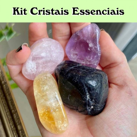 Kit 4 Cristais Essenciais - Para Iniciantes - Pedras Naturais
