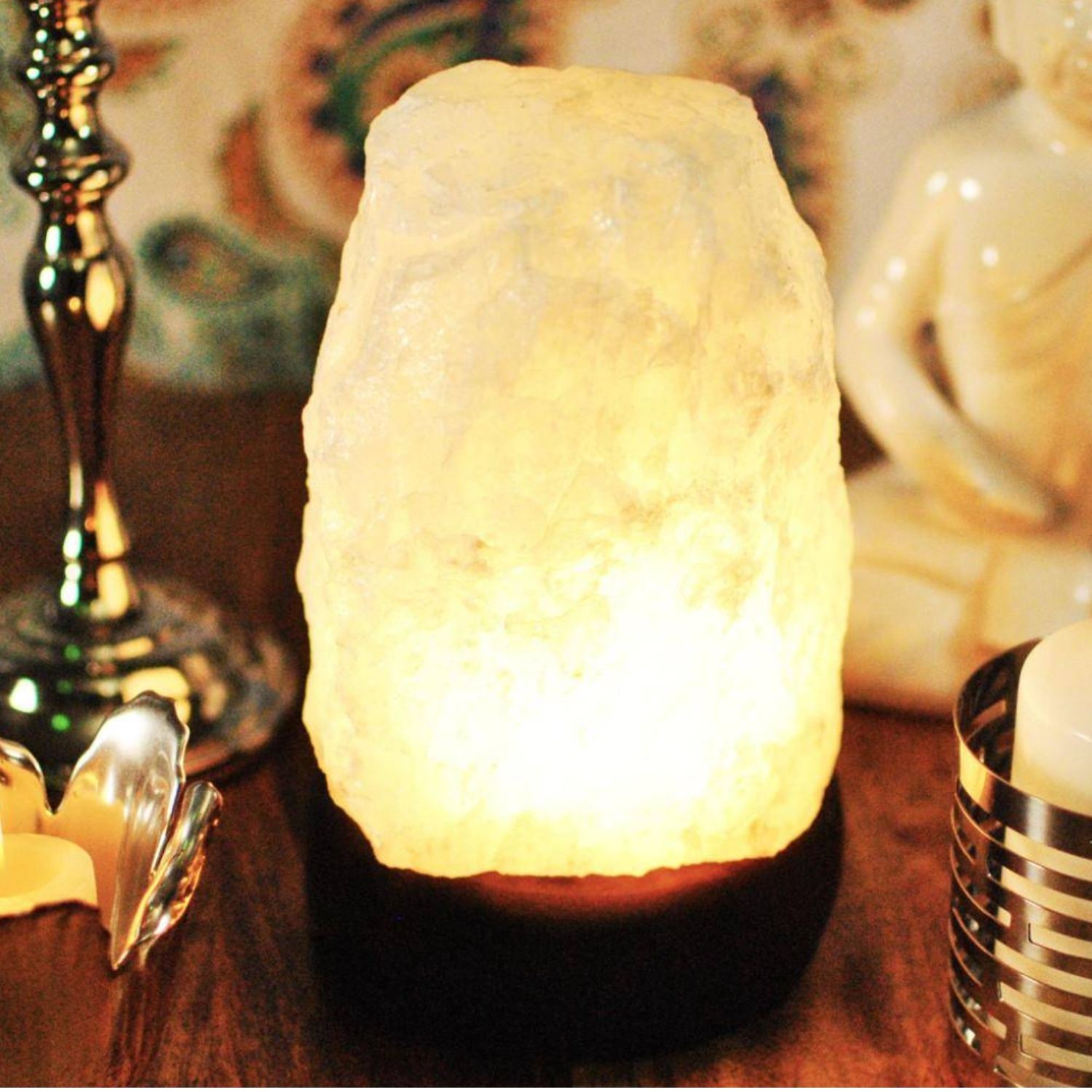 Luminária Quartzo Leitoso Bruto - a pedra que higieniza a alma