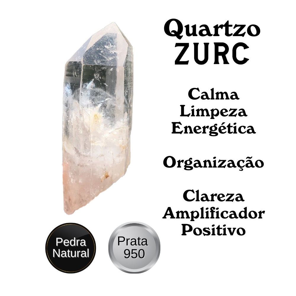 Pingente de Prata Nobre Alta Joalheria Certificado Ponta Com Pedra Natural Quartzo Grande